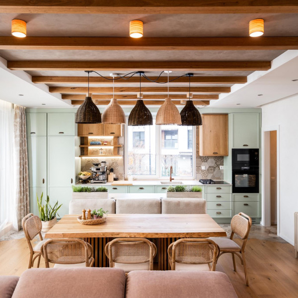 Дневна кухня и трапезария джапанди дърво мента